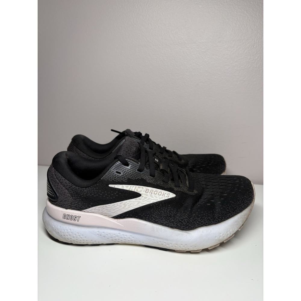 Brooks Women's Ghost 16 Black White Orchid Ice Running Shoes Sneakers - Size 7.5